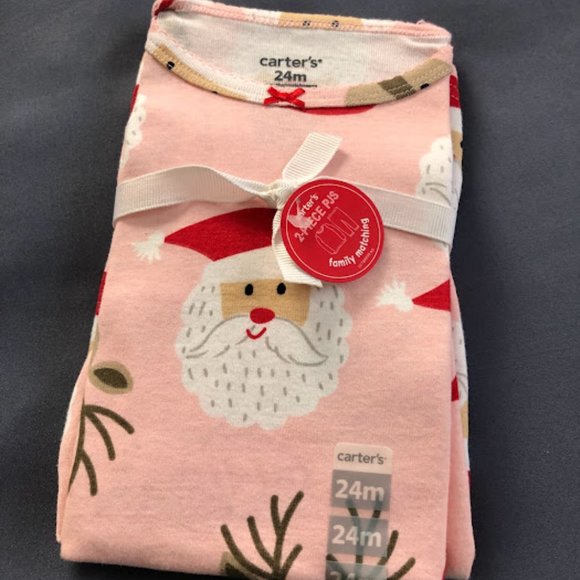 Carter's girls 24M 2pc Santa pajamas - Picture 1 of 2